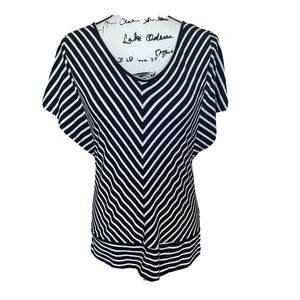 Women’s Notations Size Medium Pullover Black/White Scoop Neck Stretch Top